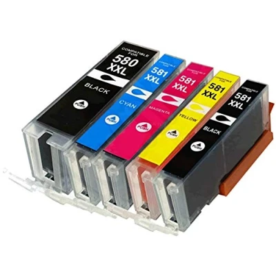 Abbildung von 5 (SET) PGI 580XXL CLI 581XXL Druckerpatronen kompatibel für Pixma TR7550 TR8550 TS6150 TS6151 TS6251 TS6350 TS6351 TS705 TS8150 TS8152 TS8250 TS8251 TS8252 TS8352 TS9150 TS9550 TS9551 TS9551C