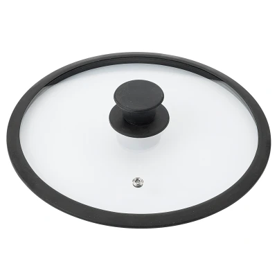 Abbildung von Krüger Glasdeckel mit Silikonrand 28 cm, schwarz, Glas