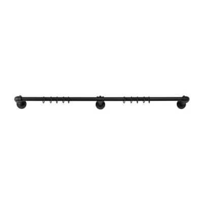 Abbildung von ondeco Gardinenstange Industrie ausziehbar für Verdunkelungsvorhänge Raumabdunkelung Vorhangstange Fenster Wandmontage Teleskopstange 22/25 Schwarz 160 280 cm