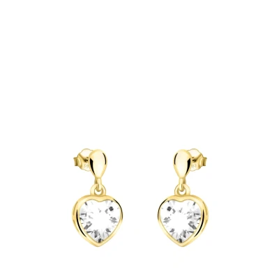 Abbildung von SOFIA MILANI Damen Ohrringe 925 Silber vergoldet/golden &amp; mit Zirkonia Steinen Herz Ohrstecker E2259