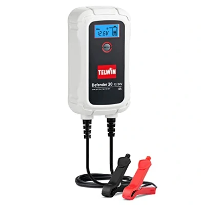 Abbildung von Telwin 807608 Defender 20 Elektronisches Batterielade und Erhaltungsladegerät für 12/24 V Batterien, LCD Display