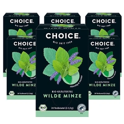 Abbildung von CHOICE Wilde Minze, Bio Minze und Kräuterteemischung, Lebendig Munter, Handverlesen, 6x20 Teebeutel (120 Beutel insgesamt)
