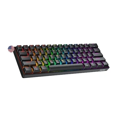 Abbildung von Geeky GK61 60% Hot Swappable Mechanische Gaming Tastatur 61 Tasten Multi Color RGB LED Hintergrundbeleuchtung für PC/Mac Gamer ANSI US Amerikanisches Layout (Schwarz, Mechanical Speed Silver)
