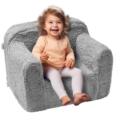 Abbildung von VEVOR Kindercouch Kindersofa 460 x 635 520 mm Kinderzimmer Softsofa, Spielsofa Kuschelecke 1 Kind, Kindersessel Kindermöbel Kinderstuhl Grau Schlafsesseln 20 kg 25D Schwamm