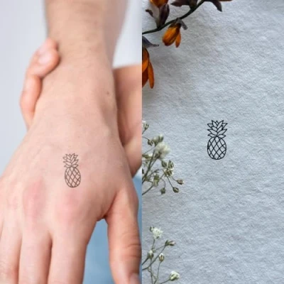Abbildung von Simple Ananas Inkster Tattoo vegane &amp; wasserfeste Temporäre Tattoos für Erwachsene EU Kosmetikzertifizierte Farbe revolutionäres 2 Wochen Premium Klebetattoos
