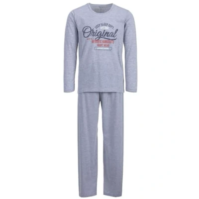 Abbildung von Henry Terre Herren Pyjama Set 2 TLG. Original Authentic Nightwear Langarm Schlafanzug Baumwolle, Farbe:Grau, Größe:XXL