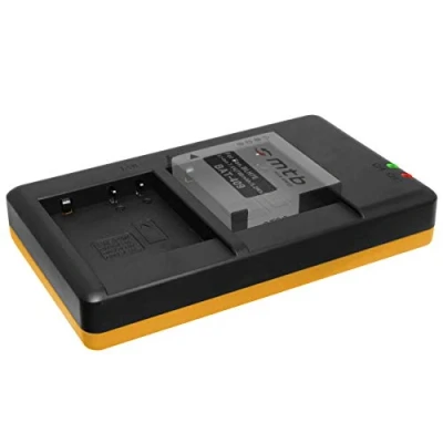 Abbildung von Dual Ladegerät (Netz, USB) kompatibel mit Panasonic DMW BLH7(E) / Lumix DC GX800 DMC GF7 GM1, GM5 LX15 inkl. 2A Netzteil (2 Akkus gleichzeitig ladbar)