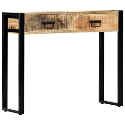 Abbildung von vidaXL Mangoholz Massiv Konsolentisch mit 2 Schubladen Konsole Beistelltisch Flurtisch Ablagetisch Wandtisch Frisiertisch Sideboard 90x30x75cm