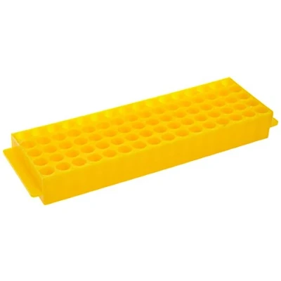 Abbildung von neoLabLine Polypropylen Top Rack mit 80 Gekennzeichneten Plätzen für Reaktionsgefäße 1,5 ml und 2,0 ml, Gelb