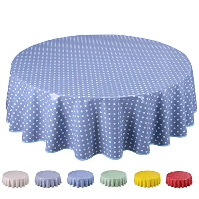 Abbildung von Home Direct Wachstuch Tischdecke Abwaschbar Rund 160cm Kleine Tupfen Blau grau