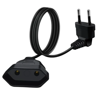 Abbildung von HuaLiSiJi Eurostecker Verlängerung 2,5A 250V Verlängerungskabel mit Kurz 90 Grad Kurz, für Haushaltsgeräte TV PC Computer Monitor Etc (Schwarz, 3m)