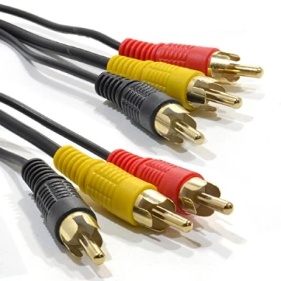 Abbildung von kenable 3x Chinch Cinch Stecker Zum Composite &amp; Audio Kabel Anschlusskabel 0,5 m Vergoldeten [0.5 Meter/0,5m]