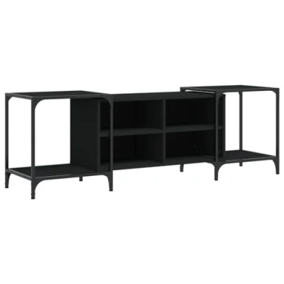 Abbildung von vidaXL TV Schrank, Verstellbar Fernsehschrank mit viel Stauraum, Lowboard HiFi Schrank Metallrahmen, Fernsehtisch Möbel für Wohnzimmer, Schwarz Holzwerkstoff