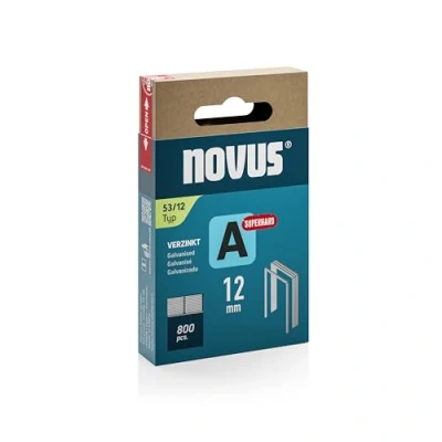 Abbildung von NOVUS TOOLS Feindrahtklammern 12 mm &quot;superhart&quot;, 800 Tacker Klammern vom Typ 53/12, Schiebeschachtel, Heftmittel für Stoffe, Gewebe und Maschendraht