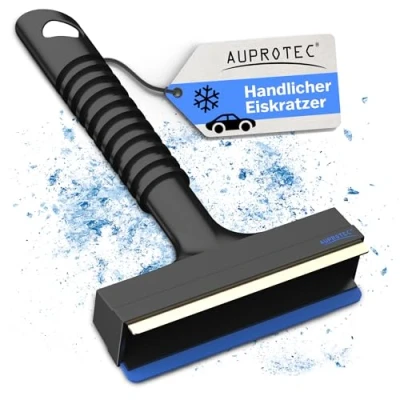 Abbildung von AUPROTEC Eiskratzer Messing A 13 / mit Gummilippe &amp; Messingklinge/Scheibenkratzer Auto/Schneekratzer Auto/Scheibenkratzer Winter/Eisschaber Auto schwarz blau