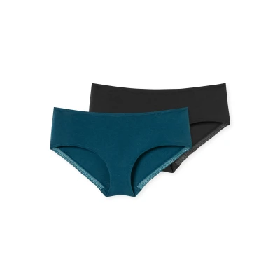 Abbildung von Schiesser 2PACK Panties, Damen, Größe: 36, Petrol schwarz