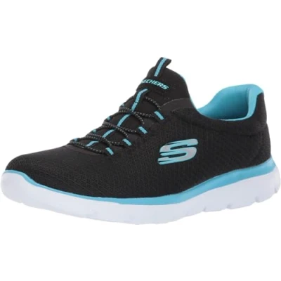 Abbildung von Skechers Damen Summits Sneaker, Black Turquoise Bktq, 36 EU Weit