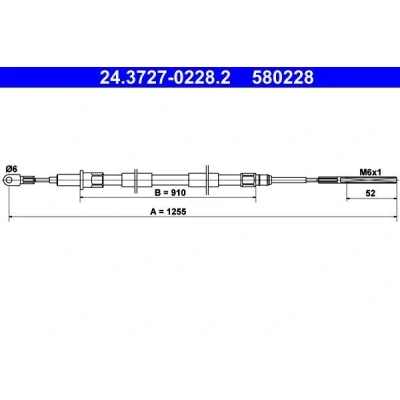 Abbildung von ATE 24.3727 0228.2 Handbremsseil 1255 BMW: Z3 Roadster