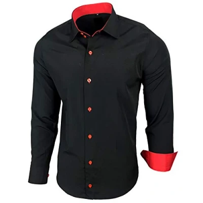 Abbildung von BAXBOY Langarmhemd Kentkragen Businesshemd Slim Fit Hemd mit farblich abgesetzten