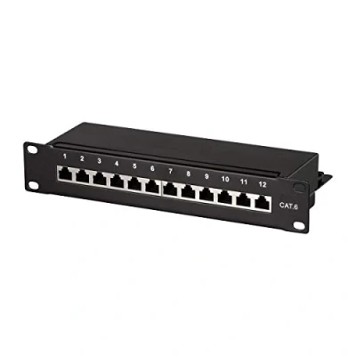 Abbildung von LogiLink Professional Cat.6 (250 MHz) Patchpanel Verteilerfeld, 10&quot;, STP (geschirmt) 12 Port (RJ45)