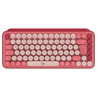 Abbildung von Logitech POP Keys Mechanische kabellose Tastatur mit anpassbaren Emoji Tasten, Kompaktes Design, Bluetooth oder USB Verbindung, Multi Device, OS kompatibel, Deutsches QWERTZ Layout Pink