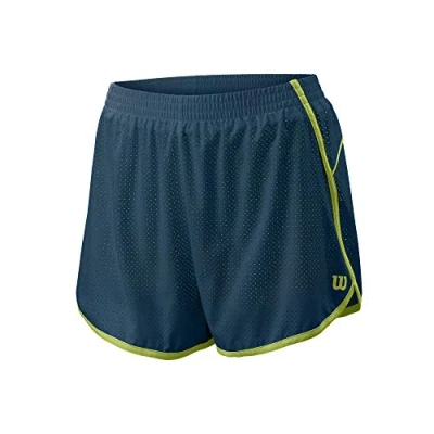Abbildung von Wilson Damen Shorts, COMPETITION WOVEN 3.5 SHORT, Polyester/Spandex, Blau/Grün (Majolica Blue/Dk Citron), Größe S, WRA775411SM
