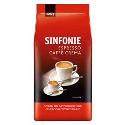 Abbildung von Sinfonie Espresso Café Crema, 1kg Kaffeebohnen, ganze Bohne, kräftiges und vollmundiges Aroma, ideal für den professionellen Gebrauch