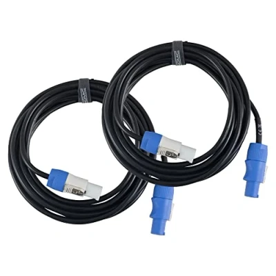 Abbildung von Pronomic Power Twist 5 Stromkabel Set 2 Kabel zur Stromversorgung von Aktiv Lautsprechern und Scheinwerfern PowerCon kompatible Stecker (H05VV F) mit 3x 1,5 mm² Länge: m Schwarz