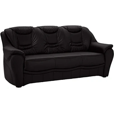 Abbildung von Cavadore 3 Sitzer Bansa mit Federkern / Polstercouch in Kunstleder 198 x 94 95 Lederoptik Schwarz