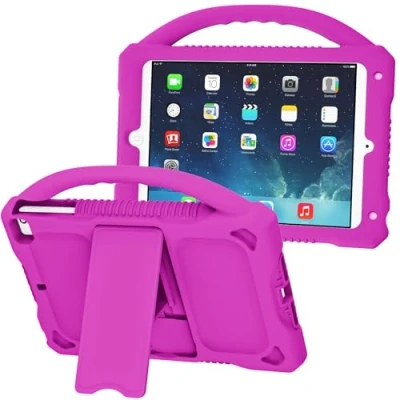 Abbildung von Adocham Kinder Schutzhülle für iPad Mini 5, 4, 3, 2, 1, langlebig, stoßfest, Silikonhülle Apple 7,9 Zoll Mini/Mini 2/Mini 3/Mini 4/Mini Hülle mit Standgriff (Rosa)