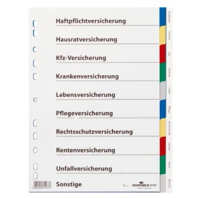 Abbildung von Durable Blanko Register aus PP, 10 teilig, Universallochung, 25 Stück, farbiger Verlauf, grau, 674127