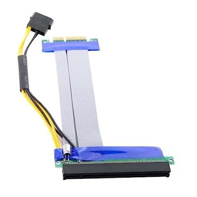 Abbildung von CY PCI E Express Adapter mit 4 poliger Stromversorgung für bis 16 fache Flexkabelverlängerung und Riser Karten, 15 cm