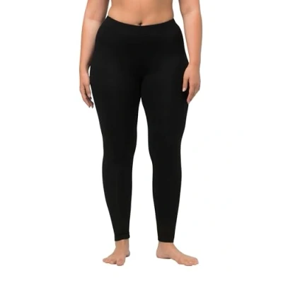 Abbildung von Ulla Popken Damen Leggings, Wadenlang, Schmales Bein, Elastikbund, Schwarz, 61W / 32L EU