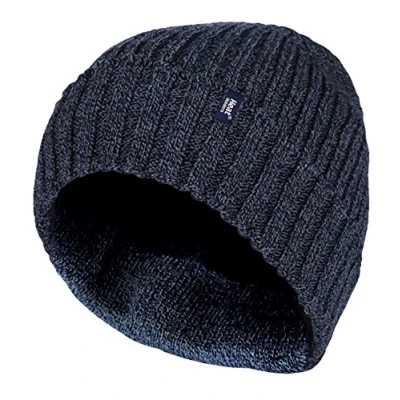 Abbildung von HEAT HOLDERS Herren Acryl Innen Fleece Winter Beanie Strickmütze mit Umschlag (Marine (Tor), One Size)