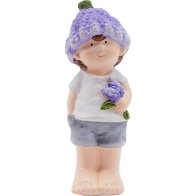 Abbildung von Trend Line Gartenfigur TrendLine Dekofigur Junge Keramik 15 cm weiß lila