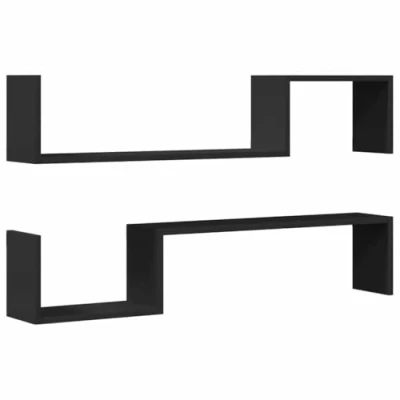 Abbildung von vidaXL 2X Wandregal Bücherregal Wandboard Schweberegal Hängeregal Dekoregal Freischwebend Regal Büroregal Wandablage Schwarz 100x15x20cm Holzwerkstoff