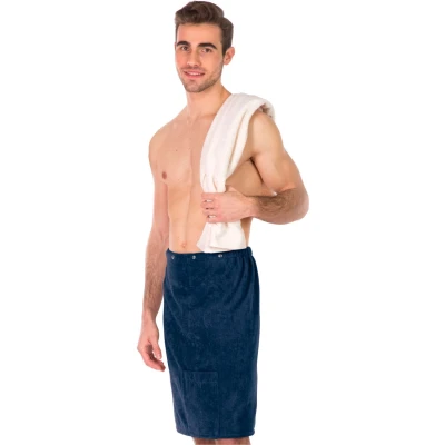 Abbildung von framsohn frottier Sarong &quot;Saunakilt Herren&quot;, hergestellt in Österreich, Dehnbund &amp; Druckknöpfe variabel verstellbar