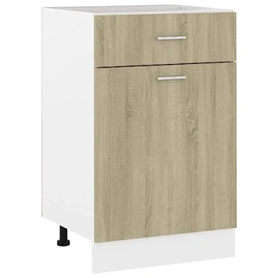 Abbildung von vidaXL Schubunterschrank mit 2 Regalböden 1 Schublade Schrank Küchenzeile Küchenmöbel Unterschrank Küchenschrank Sonoma Eiche 50x46x81,5cm Holzwerkstoff