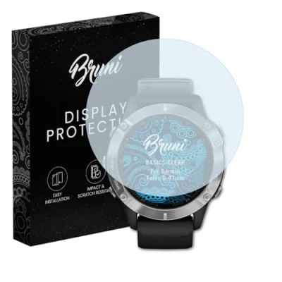 Abbildung von Bruni Schutzfolie kompatibel mit Garmin Fenix 6 47mm Folie, glasklare Displayschutzfolie (2X)