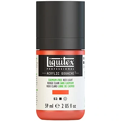 Abbildung von Liquitex 2059893 &#039;Liquitex Professional Acrylic Gouache, Acrylfarbe mit Gouache Eigenschaften, Lichtecht, wasserfest, 59ml Dosier Flasche Kadmiumfrei Rot Hell