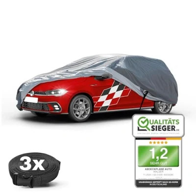 Abbildung von Walser Premium Abdeckplane Auto All Weather Plus Qualitätssieger Sehr Gut*, wasserdicht, Abdeckplane, Autoplane UV beständig, Autoabdeckung Outdoor, Autogarage Abdeckung PKW M grau