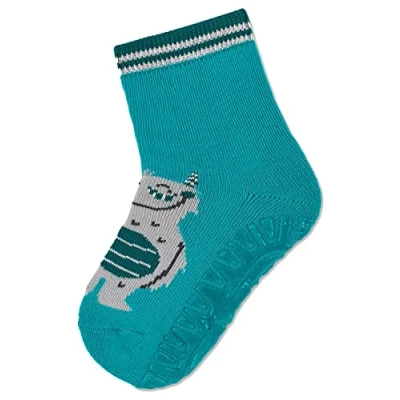 Abbildung von Sterntaler Baby Jungen Fliesen Socken FLI AIR Yeti Strümpfe Rutsch mit Motiv und Vollplüsch dunkeltürkis, 17/18