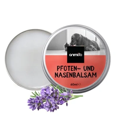 Abbildung von Nasen &amp; Pfotenbalsam Für Hunde Katzen trockene, rissige Pfoten im Sommer 60ml Pfotenpflege Nasenbalsam mit Lavendelöl, Bienenwachs, Vitamin E Nasensalbe Pfotenschutz animigo