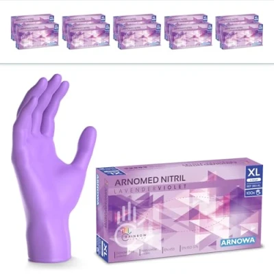 Abbildung von 2000 Stück ARNOMED Einweghandschuhe Lila, Einmalhandschuhe XL, Nitril Handschuhe Einweg, Nitrilhandschuhe puderfrei, Gummihandschuhe Schutzhandschuhe, in XS, S, M, L, XL