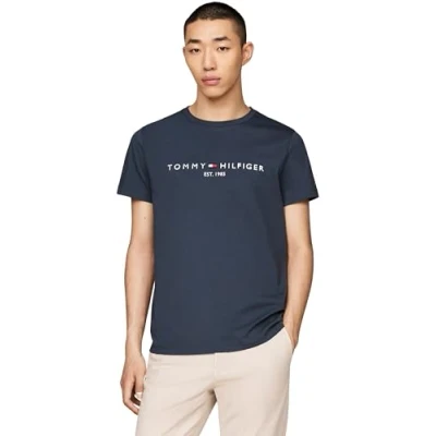 Abbildung von Tommy Hilfiger LOGO TEE Tshirt print, Herren, Größe: XS, Dark blue