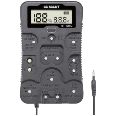 Abbildung von VOLTCRAFT Batterietester BT 12DIG Messbereich (Batterietester) 1,2 V, 1,5 3 3,7 6 9 12 V Batterie, Akku
