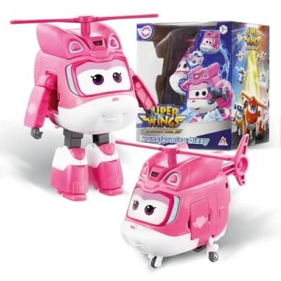 Abbildung von Super Wings Transformations Flugzeug Supercharged Dizzy, ca. 12,7 cm große Spiel Figur für Kinder, Spielzeug und Roboterfigur 3+ Jahre Alten Jungen Mädchen, Pink