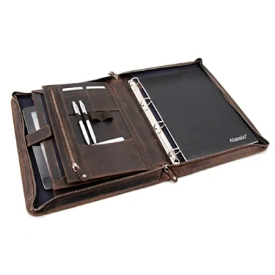 Abbildung von Roberto Romano 48213 Ringbuchmappe aus Hunter Leder, Schreibmappe mit Tablet Fach, Konferenzmappe DIN A4 Dokumentenfach, Organizer Mappe, Dokumentenmappe ca. 36 x 27,5 5 cm, Braun