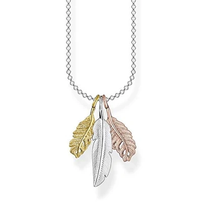 Abbildung von Thomas Sabo Damen Halskette Federn 925 Sterlingsilber, 38 45 cm Länge