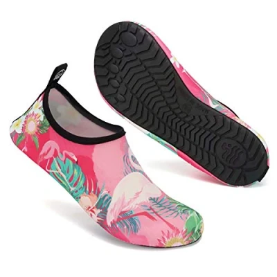 Abbildung von Mabove Badeschuhe Wasserschuhe Schwimmschuhe Damen Strandschuhe Aquaschuhe Barfussschuhe Neopren Surfschuhe(Pink Flamingo,42/43 EU)